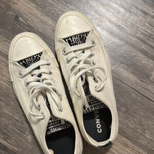 Converse White Sneakers with Black Pattern